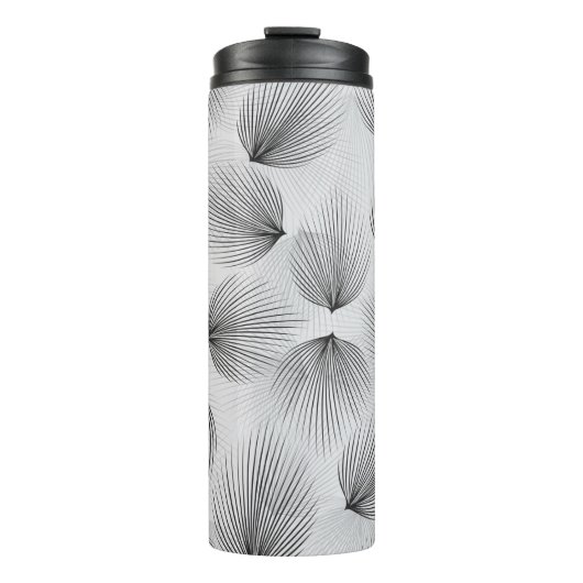 Bouteilles Isothermes Abstract black flower pattern on grey background (Devant)