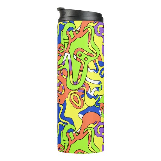Bouteilles Isothermes Abstract Neon Doodle Maze Pattern (Tourné sur la droite)