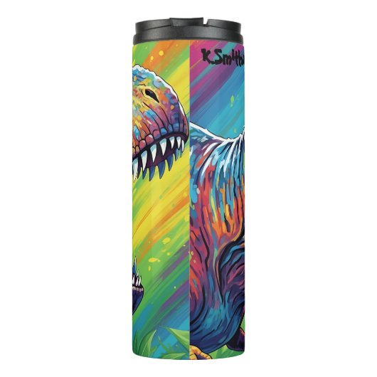 Bouteilles Isothermes Abstract Rainbow T-Rex Roaring Art (Dos)