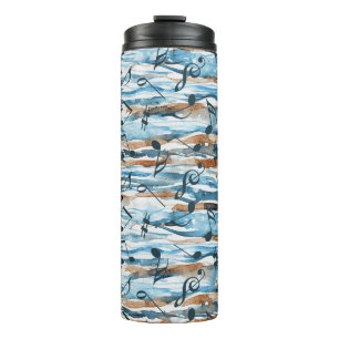 Bouteilles Isothermes Abstrait aquarelle musique note motif.