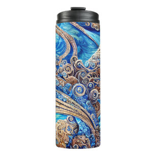 Bouteilles Isothermes Abstrait Blue Ocean Waves Ornate Surrealism Art