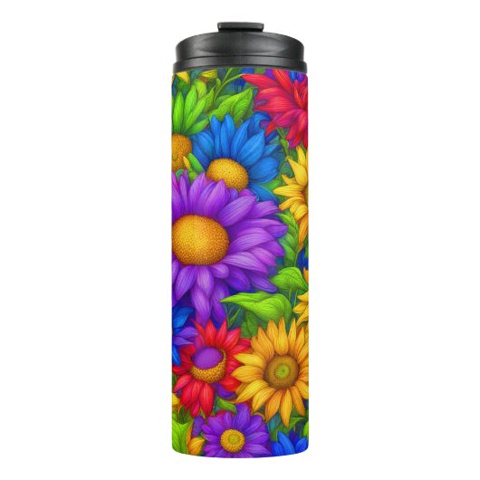 Bouteilles Isothermes Abstrait de marguerites arc-en-ciel #966 - (Devant)