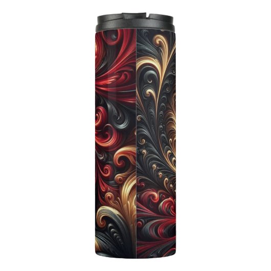 Bouteilles Isothermes Abstrait Moderne Rouges, Noir et Or (Dos)