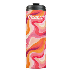 Bouteilles Isothermes Abstrait Motif Wavy Rétro esthétique avec nom