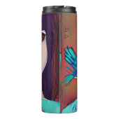 Bouteilles Isothermes Abstraite fille et oiseau pourpre et Turquoise (Dos)