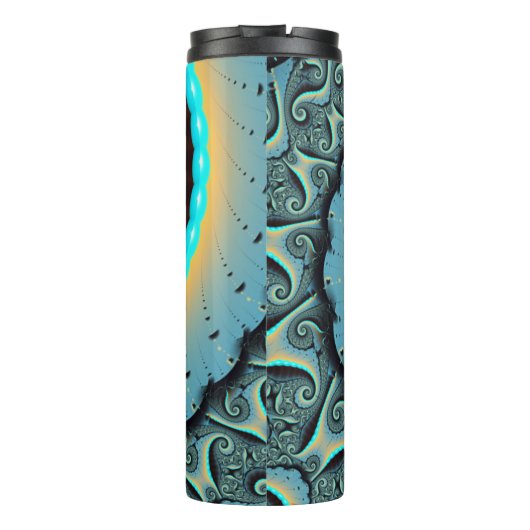 Bouteilles Isothermes Abstraite spirale d'art fractal bleu turquoise ora (Dos)