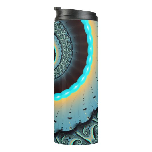 Bouteilles Isothermes Abstraite spirale d'art fractal bleu turquoise ora (Tourné sur la droite)
