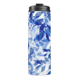 Bouteilles Isothermes Abstraits Feuilles bleu et blanc