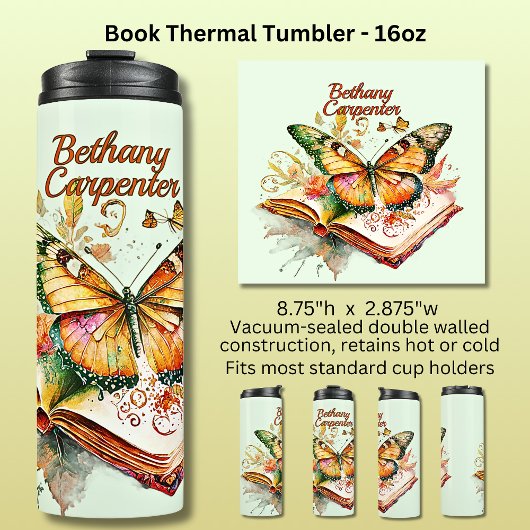 Bouteilles Isothermes Add Name Butterfly & Book,