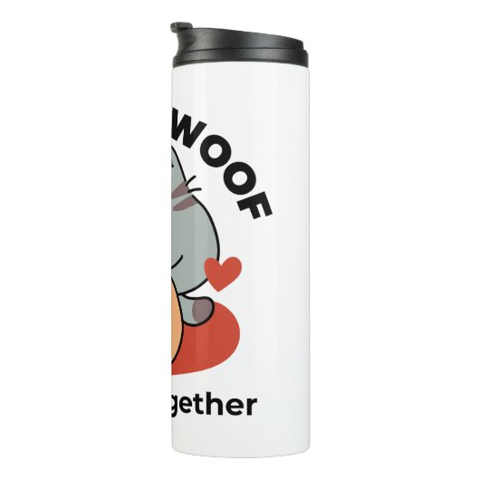 Bouteilles Isothermes Adorable chat et chien Hug - Meow & Woof Design (Tourné sur la droite)