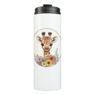 Bouteilles Isothermes Adorable Giraffe Aux Fleurs