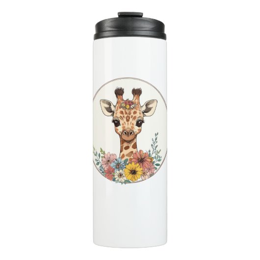 Bouteilles Isothermes Adorable Giraffe Aux Fleurs (Devant)