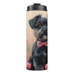 Bouteilles Isothermes Affenpinscher avec des roses - Saint-Valentin