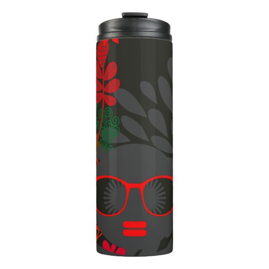 Bouteilles Isothermes Afro Diva Rouge Vert Ardoise Noir (Devant)