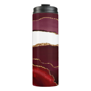 Bouteilles Isothermes Agate bordeaux et or