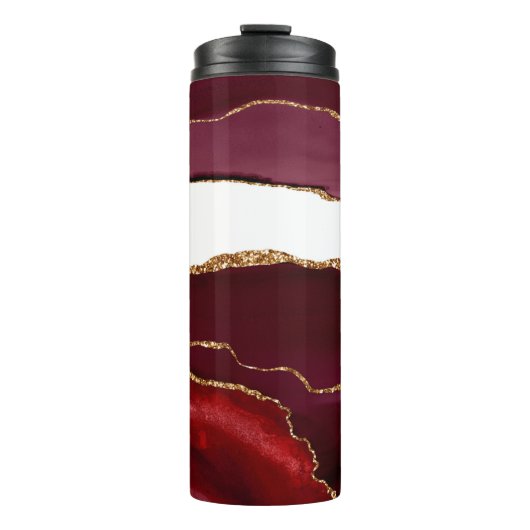 Bouteilles Isothermes Agate bordeaux et or (Devant)
