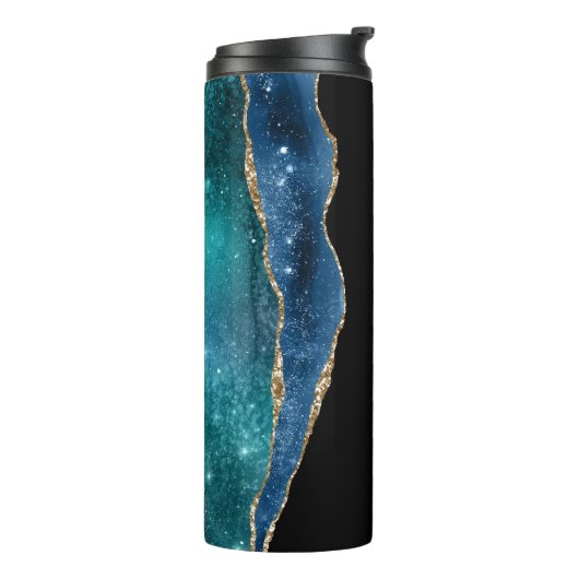 Bouteilles Isothermes Agate de Parties scintillant d'or bleu moderne (Tourné sur la gauche)