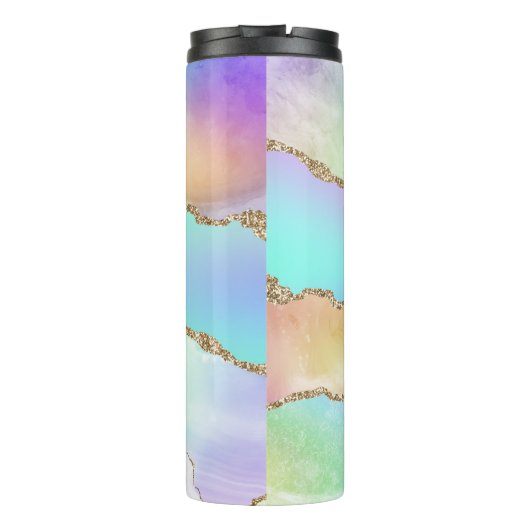 Bouteilles Isothermes Agate Holo | Faux Iridescente Pastel Ombre Marble (Dos)