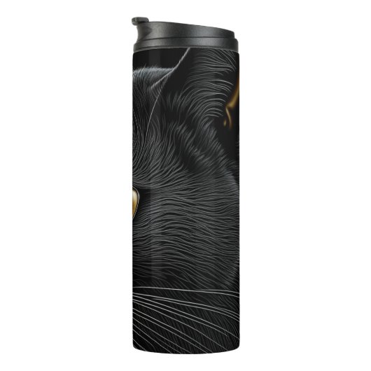 Bouteilles Isothermes AI Chat noir avec yeux jaunes (Tourné sur la droite)