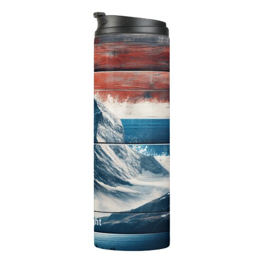 Bouteilles Isothermes Aigle Bald Sur Drapeau Rustique (Tourné sur la droite)