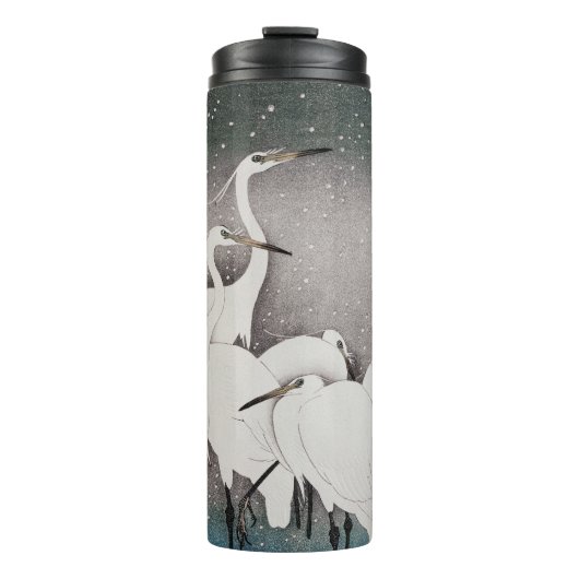 Bouteilles Isothermes Aigrettes japonaises Grues Koson Neige d'hiver (Devant)