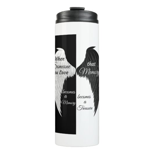 Bouteilles Isothermes Ailes d'ange noir et blanc (Devant)