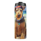 Bouteilles Isothermes Airedale sur la plage, cadeau d'été pour les amour (Devant)