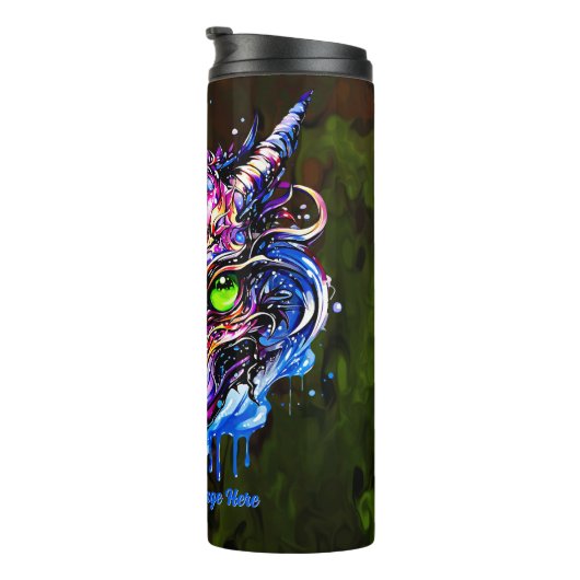 Bouteilles Isothermes Ajouter le nom Texte, Imaginaire rose bleu Dragon (Tourné sur la droite)