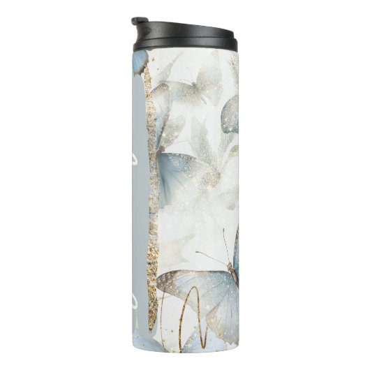 Bouteilles Isothermes Ajouter un nom Bleu Papillon personnalisé cadeau (Tourné sur la droite)