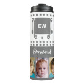 Bouteilles Isothermes Ajouter un nom initiales photo collage blanc gris (Devant)