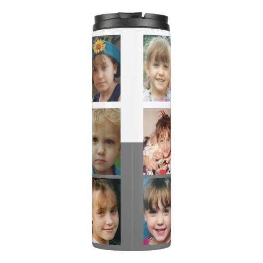 Bouteilles Isothermes Ajouter un nom initiales photo collage blanc gris (Dos)