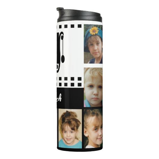 Bouteilles Isothermes Ajouter un nom initiales photo collage blanc noir (Tourné sur la droite)