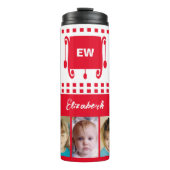 Bouteilles Isothermes Ajouter un nom initiales photo collage blanc rouge (Devant)