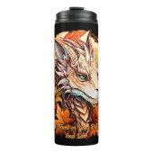 Bouteilles Isothermes Ajouter un nom ou un texte, Dragon avec feuilles d (Devant)