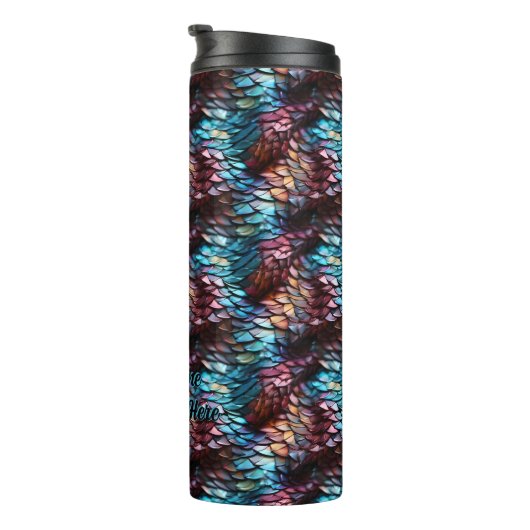 Bouteilles Isothermes Ajouter un nom ou un texte, Dragon Scales Aqua Blu (Tourné sur la droite)