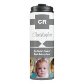 Bouteilles Isothermes Ajouter un nom photos initiales oncle gris blanc (Devant)