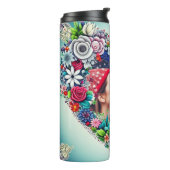 Bouteilles Isothermes Ajouter votre image | Cadre cardiaque floral (Tourné sur la gauche)