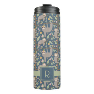 Bouteilles Isothermes Ajoutez votre motif floral mignon initial de