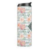 Bouteilles Isothermes Ajoutez votre motif rose de rayure du monogramme | (Tourné sur la gauche)