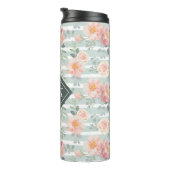 Bouteilles Isothermes Ajoutez votre motif rose de rayure du monogramme | (Tourné sur la droite)