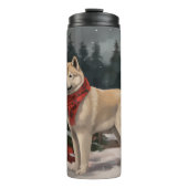 Bouteilles Isothermes Akita Chien dans Noël de neige (Devant)