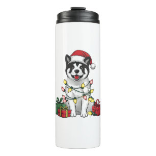 Bouteilles Isothermes Akita Xmas Éclairage Santa Hat Akita Chien Noël