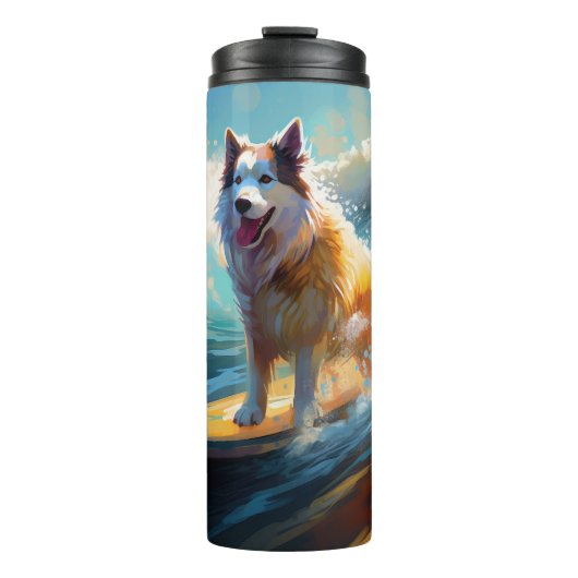 Bouteilles Isothermes Alaskan Malamute Beach Surf Peinture (Devant)
