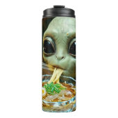 Bouteilles Isothermes Alien drôle mangeant des nouilles Ramen (Devant)