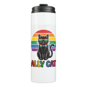 Bouteilles Isothermes Ally Cat Rainbow Pride Vintage Chat T-Shirt Design
