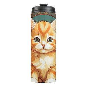 Bouteilles Isothermes Alphonse Mucha Style Chat orange