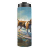 Bouteilles Isothermes American Engligh Foxhound Beach Surfing Paining (Devant)