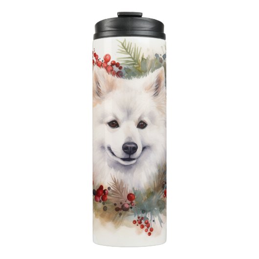 Bouteilles Isothermes American Eskimo Christmas Wreath Festive Pup (Devant)