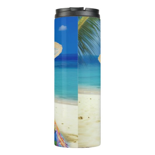 Bouteilles Isothermes American Eskimo on Beach, cadeau d'été pour amoure (Dos)