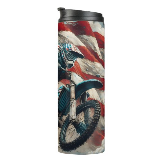 Bouteilles Isothermes American Motocross Flag Art Print (Tourné sur la droite)